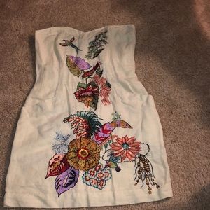 Embroidered Strapless Dress